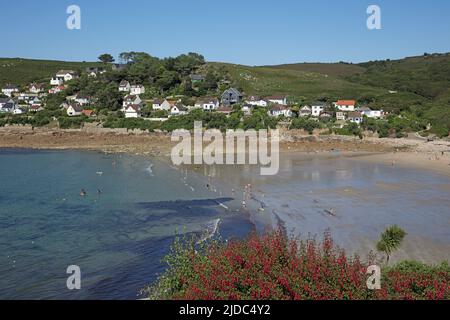 Francia, la Manche Maupertus-sur-Mer, la baia di Brick, la spiaggia Foto Stock