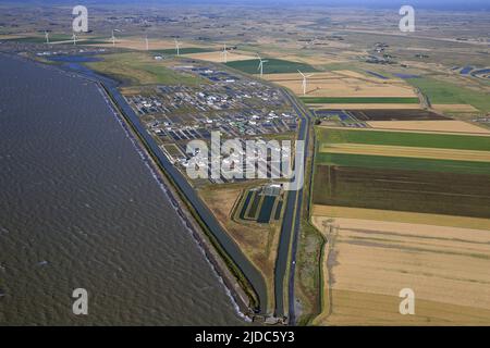 Francia, Vandea, Beauvoir-sur-Mer sul porto di ostriche di Bec o cinese (vista aerea) Foto Stock