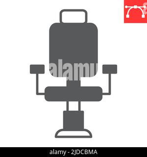 Barber icona glifo sedia, barbiere e parrucchiere, icona vettoriale sedia barbiere, grafica vettoriale, segno solido tratto modificabile, eps 10. Illustrazione Vettoriale