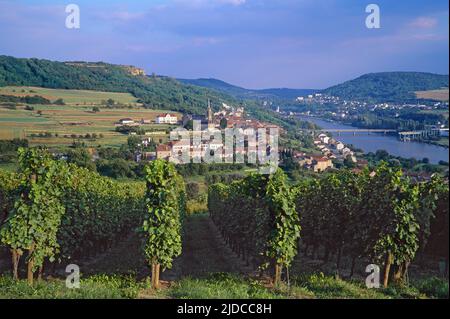 Francia, Moselle Contz-les-Bains, villaggio del vigneto situato nella valle della Mosella Foto Stock