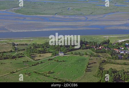 Francia, Somme, Cappella dei marinai di Saint-Valery-sur-Somme Cap Hornu (vista aerea), Foto Stock