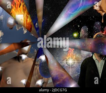 Pittura astratta simbolica. Rendering 3D Foto Stock
