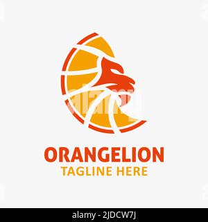 Logo leone arancione Illustrazione Vettoriale