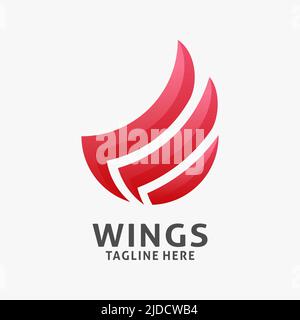 Design con logo Wing in design circolare Illustrazione Vettoriale