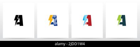 Lettera Lightning Thunder Logo Design A. Illustrazione Vettoriale