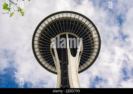 Seattle Washington vista del punto di riferimento Space Needle Foto Stock