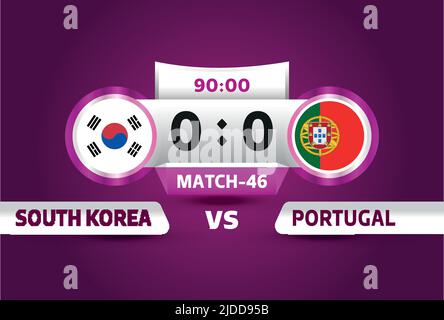 corea del sud vs portogallo, World Football 2022, Gruppo H. World Football Competition Championship match versus team intro sport background, campionato Illustrazione Vettoriale