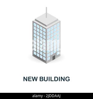 Nuovo edificio 3D icona elemento semplice dalla collezione di edifici. Creative New Building icona per il web design, modelli, infografiche e altro ancora Illustrazione Vettoriale