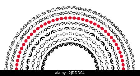 Decorazione di mandala Doodle isolato su sfondo bianco, illustrazione vettoriale disegnata a mano Illustrazione Vettoriale