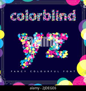 Set di font stile Colorblind in vettore. Freschi colori alla moda. Illustrazione Vettoriale