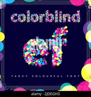 Set di font stile Colorblind in vettore. Freschi colori alla moda. Illustrazione Vettoriale