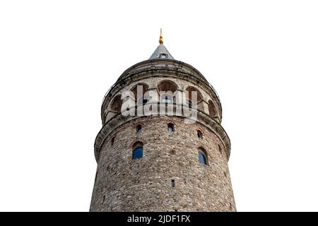 Torre Galata a Istanbul Turchia isolato su sfondo bianco, famosa destinazione turistica a Istanbul Foto Stock