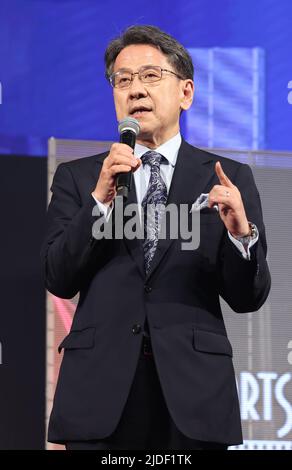 Tokyo, Giappone. 20th giugno 2022. Il governatore Tadashi Maeda della Japan Bank for International Cooperation (JBIC), nominato presidente della banca, partecipa alla cerimonia di premiazione del Shorts Film Festival & Asia 2022 a Tokyo lunedì 20 giugno 2022. Credit: Yoshio Tsunoda/AFLO/Alamy Live News Foto Stock