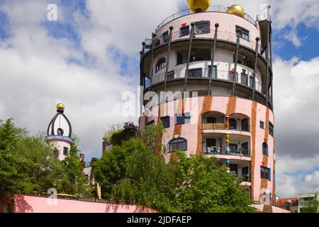 Germania, Sassonia-Anhalt, Magdeburg, Cittadella verde, Hundertwasser, architetto, Foto Stock