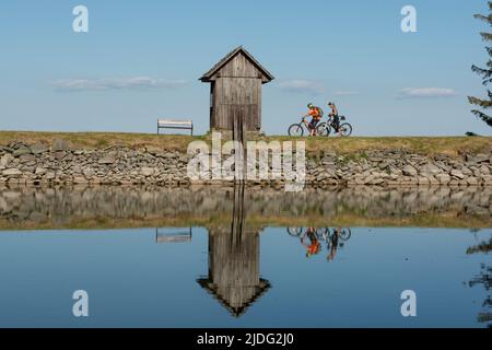 Ottergrund tajch. Il più alto serbatoio d'acqua dei Monti Stiavnica. Banska Stiavnica. Slovacchia. Foto Stock