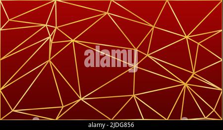 Astratto poly basso con linee d'oro sfondo illustrazione. Striscione in poliestere basso con forme triangolari. Mosaico triangoli. Illustrazione vettoriale Illustrazione Vettoriale
