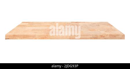 Ripiano in legno su fondo bianco isolato Foto Stock