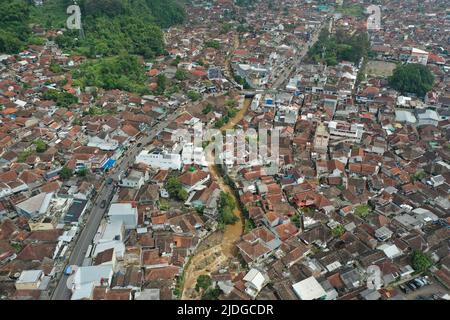 Vista aerea del sud di Bandung, Giava occidentale Foto Stock