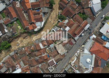 Vista aerea del sud di Bandung, Giava occidentale Foto Stock