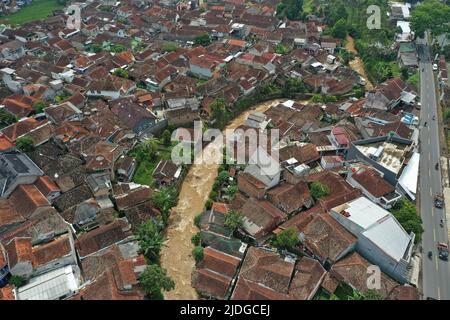 Vista aerea del sud di Bandung, Giava occidentale Foto Stock