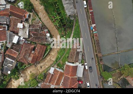 Vista aerea del sud di Bandung, Giava occidentale Foto Stock