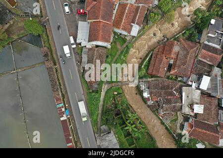 Vista aerea del sud di Bandung, Giava occidentale Foto Stock