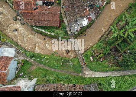 Vista aerea del sud di Bandung, Giava occidentale Foto Stock