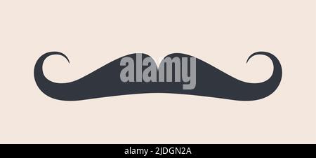 Baffi neri. Silhouette baffi vintage neri isolati su sfondo bianco. Simbolo del giorno dei Padri, cartello per il Barbiere. Baffi ricci retrò ricci, vecchio stile di moda. Illustrazione vettoriale Illustrazione Vettoriale