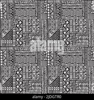 Vettore africano senza giunture modello in stile tribale etnico. Sfondo scuro in stile africano. Illustrazione Vettoriale