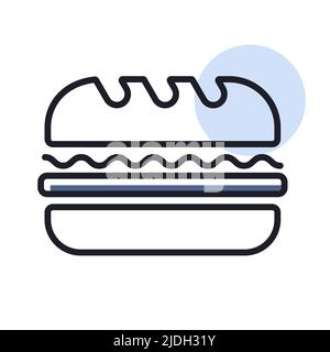 Icona del vettore Subway Sandwich. Fast food segno. Simbolo grafico per la cottura di siti web e app design, logo, app, UI Illustrazione Vettoriale