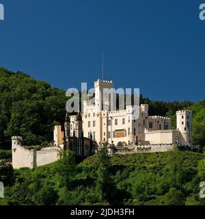 Castello neogotico di Stolzenfels, Romanticismo del Reno, Patrimonio dell'Umanità dell'UNESCO, Germania, Renania-Palatinato, Coblenza Foto Stock