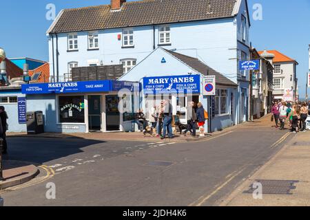 Mary Janes Fish and chip ristorante, Cromer, Norfolk Foto Stock