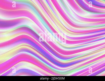 Sfondo con onde cromatiche colorate in rosa, motivo a lamina ologramma Illustrazione Vettoriale