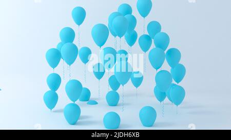 Astratto palloncini blu, celebrazione concetto 3D sfondo Foto Stock