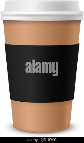 Tazza di caffè di carta con marchio bianco. Mockup realistico Illustrazione Vettoriale