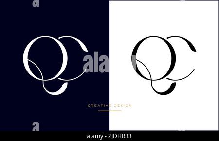 Alfabeto lettere QC, CQ, Q o C Logo iniziale monogramma astratto Illustrazione Vettoriale