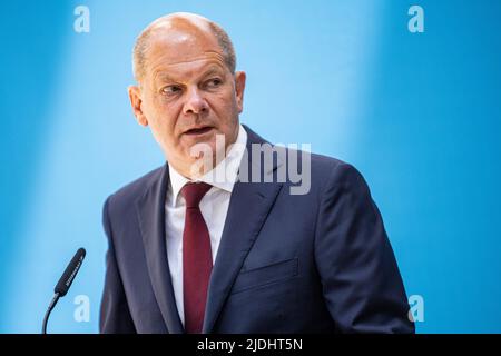 Berlino, Germania. 21st giugno 2022. Cancelliere tedesco OLAF Scholz (SPD). Credit: Fabian Sommer/dpa/Alamy Live News Foto Stock