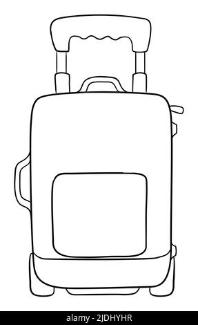 Valigia con alcune tasche, pronta per le vacanze. Design incolore nei contorni per colorarlo. Illustrazione Vettoriale