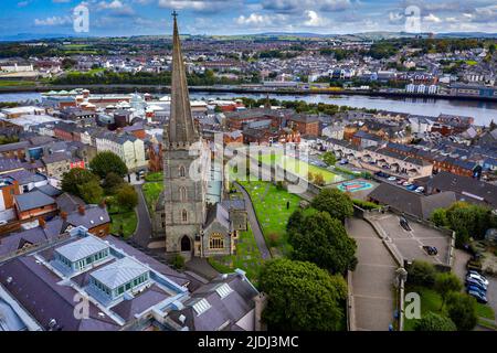 Antenna di St, Cattedrale di Columb a Derry City, Irlanda del Nord Foto Stock