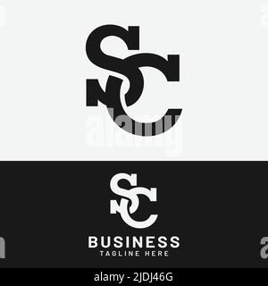 S C SC CS Letter Monogram modello di progettazione iniziale del logo. Adatto per General Sports Fitness Finance Construction Company Business Corporate Shop Illustrazione Vettoriale