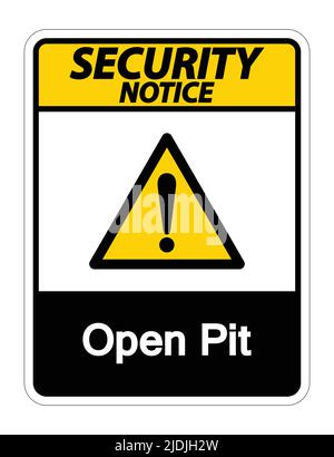 Avviso di sicurezza Apri simbolo Pit su sfondo bianco, illustrazione vettoriale Illustrazione Vettoriale