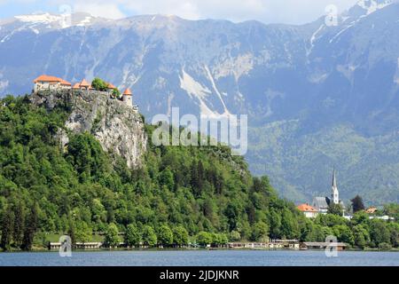 Aspetti del lago di Bled, Slovenia, Europa Foto Stock