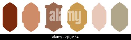 Set di finestre e archi in stile orientale islamico ramadan kareem. Illustrazione vettoriale isolata su sfondo bianco Illustrazione Vettoriale