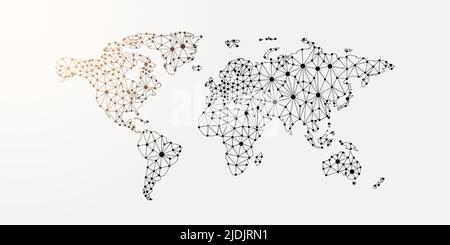 Simbolo di poly 3D basso con punti collegati. Geografia, viaggi, illustrazione vettoriale di disegno di cartografia. Pianeta terra struttura a reticolo poligonale Illustrazione Vettoriale