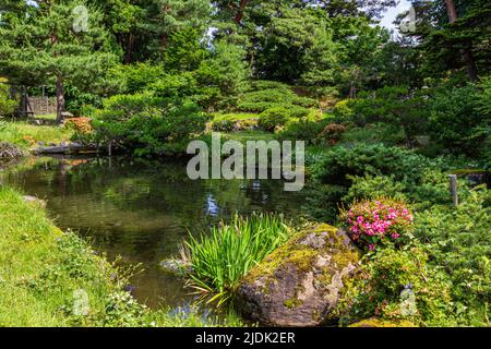 Kagetsutei Garden Museum - il giardino giapponese che ha aperto nel 2018 dopo la ristrutturazione della birreria di sake Nabe Sanhonten, un tempo di proprietà dell'Hoshino F. Foto Stock