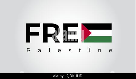 Gaza libera, Palestina libera. Free Palestina Lettering sfondo. Illustrazione vettoriale libera del concetto di Palestina Illustrazione Vettoriale