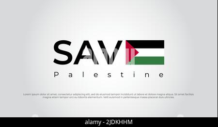 Salva Gaza, salva Palestina. Salva sfondo scritta Palestina. Salva illustrazione vettoriale concetto Palestina Illustrazione Vettoriale