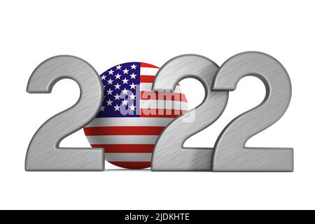 Elezioni americane del 2022 su sfondo bianco. Illustrazione 3D isolata Foto Stock
