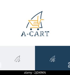 Un Centro commerciale Letter Cart Logo moderno e semplice Illustrazione Vettoriale