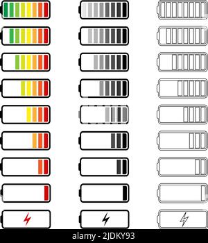 Icone del livello di energia della battaglia Illustrazione Vettoriale